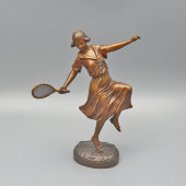 Статуэтка в стиле ар-деко «Теннисистка», скульптор Анри Тремо, бронза, мрамор, Франция, 1920-е
