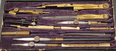 Старинный набор инструментов для черчения для мореплавателей, морская готовальня «Compass Superieurs», Франция, 19 в.