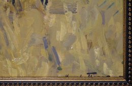 Картина «Лошади на стерне», художник Попов И. А., бумага, масло, советская живопись, 1957 г.