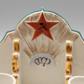 Агитационный фарфоровый чернильный прибор с красной звездой «СССР», Хайтинский фарфоровый завод, 1930-е
