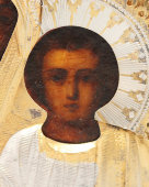 Небольшая антикварная икона Казанской Божией Матери на дереве в окладе, Россия, 19 в.