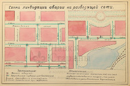 Схема ликвидации аварии на разводящей сети, бумага, СССР, 1950-60 гг.