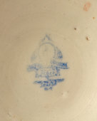 Большой винтажный доливной чайник с бело-оранжевым цветочным декором, автор росписи Леонов П. В., живопись, фарфор Дулево, 1937-41 гг.