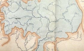 Карта бассейна реки Волги с планом соединения Волги с Окою, бумага, багет, Россия, кон. 19 в.