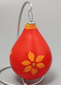 Советская новогодняя игрушка «Лампочка оранжевая с росписью», стекло, 1940-е