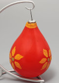 Советская новогодняя игрушка «Лампочка оранжевая с росписью», стекло, 1940-е