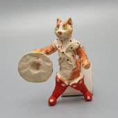 Редкая старинная ватная игрушка на ёлку «Кот в сапогах», Артель «Ёлочная игрушка», Москва, 1930-40 гг.