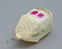 Новогодняя подвесная ёлочная игрушка «Домик», стекло, 1960-70 гг.