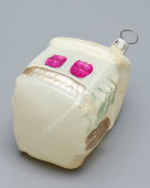 Новогодняя подвесная ёлочная игрушка «Домик», стекло, 1960-70 гг.