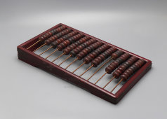 Большие старинные счеты из красного дерева с латунными накладками, Россия, 1-я треть 20 в.