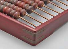 Большие старинные счеты из красного дерева с латунными накладками, Россия, 1-я треть 20 в.