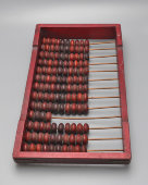 Большие старинные счеты из красного дерева с латунными накладками, Россия, 1-я треть 20 в.