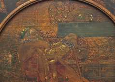 Огромная настенная декоративная тарелка в русском стиле «Боярин» по сюжету картины Маковского К. Е., дерево, Россия, 19 в.