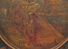 Огромная настенная декоративная тарелка в русском стиле «Боярин» по сюжету картины Маковского К. Е., дерево, Россия, 19 в.