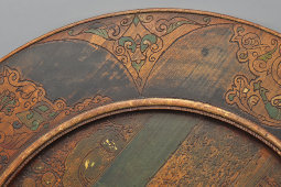 Огромная настенная декоративная тарелка в русском стиле «Боярин» по сюжету картины Маковского К. Е., дерево, Россия, 19 в.