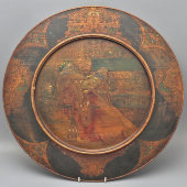 Огромная настенная декоративная тарелка в русском стиле «Боярин» по сюжету картины Маковского К. Е., дерево, Россия, 19 в.