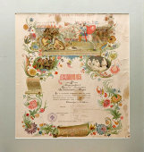 Похвальный лист ученика 4 класса за отличное поведение и успехи в науках, художник Фармаковский М. В., Петроградская 3 гимназия, 1916 г.