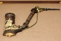 Антикварная курительная трубка, рог, кость, серебро 800 пр., Франция, 1806-1810 гг. 