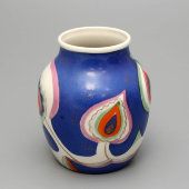 Декоративная фарфоровая ваза с растительной росписью, ЛФЗ, юбилейное клеймо 1937 г.