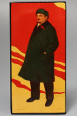 Лаковая агитационная плакетка папье-маше «Владимир Ильич Ленин» (агитлак), Федоскино, 1969 г.