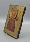 Старинная икона «Святитель Николай Чудотворец», липа, латунный оклад, Россия, 19 в.