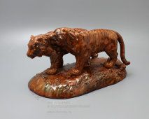 Керамическая статуэтка «Тигры», майолика, Гжель, советский период