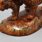 Керамическая статуэтка «Тигры», майолика, Гжель, советский период