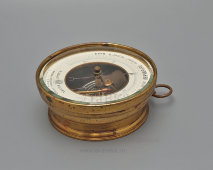 Старинный настенный барометр-анероид, погодник, латунь, стекло, фирма Ф. Швабе, Москва, кон. 19, нач. 20 вв.