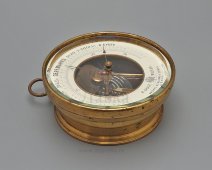 Старинный настенный барометр-анероид, погодник, латунь, стекло, фирма Ф. Швабе, Москва, кон. 19, нач. 20 вв.