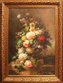 Картина натюрморт «Букет цветов», холст, масло, багет, Европа, 20 век.