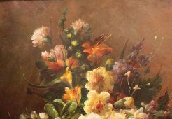 Картина натюрморт «Букет цветов», холст, масло, багет, Европа, н. 20 в.