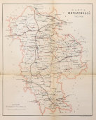 Старинная почтово-телеграфная карта Могилевской губернии (Беларусь), картографич. зав. П. Ф. Петш, Санкт-Петербург, 1900-е