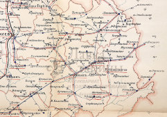 Старинная почтово-телеграфная карта Могилевской губернии (Беларусь), картографич. зав. П. Ф. Петш, Санкт-Петербург, 1900-е