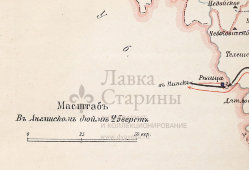 Старинная почтово-телеграфная карта Могилевской губернии (Беларусь), картографич. зав. П. Ф. Петш, Санкт-Петербург, 1900-е