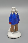 Фигурка «Школьник, скульптор Бржезицкая А. Д., редкая роспись, фарфор, Дулево, 1948-51 гг.