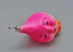 Стеклянная подвесная ёлочная игрушка «Редиска» из набора «Чиполлино», стекло, СССР, 1970-е