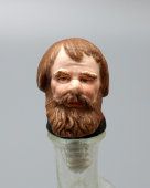 Старинная пробка в виде головы бородатого мужика, фарфор, Гарднер, Россия, 1870-1890 гг.