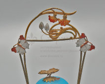 Антикварная шкатулка в виде пасхального яйца «Бабочки», латунь, стекло, Россия, 19 в.