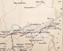 Старинная почтово-телеграфная карта Нижегородской губернии, картографич. зав. П. Ф. Петш, Санкт-Петербург, 1900-е