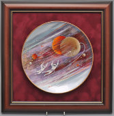 Авторская декоративная тарелка в багете «Космос. Далекие планеты», автор Ропов В. С., фарфор, Дулево, 2022 г.