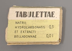 Упаковка из-под таблеток​ «Натрий гидрокарбонат + экстракт красавки», Казанский Химфармзавод, 1968 г.
