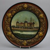 Старинная настенная тарелка «Замок Морицбург», Европейский фарфор