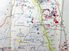 Старинная карта Семипалатинской области с указанием участков проживания и хозяйственной деятельности, бумага, Россия, 1912 г.