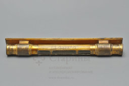 Старинный латунный пузырьковый строительный уровень с футляром, Европа, н. 20 в.