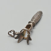 Старинный столовый прибор «Держатель мяса на кости», белый металл, Франция, нач. 20 в.