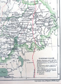 Старинная карта Олонецкой губернии Российской империи, бумага, багет, н. 20 в.