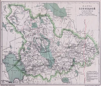 Старинная карта Олонецкой губернии Российской империи, бумага, багет, н. 20 в.