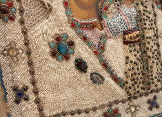 Старинная икона Казанской Богоматери в бисерном окладе, Поволжье, нач. 20 в.