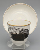 Чашка с блюдцем «Бутоны цветов», художник Чехонин С. В., фарфор ЛФЗ, 1939 г., юбилейное клеймо