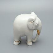 Статуэтка «Слон», бесцветная глазурь, позолота, анималистика ЛФЗ, 1950-60 гг.